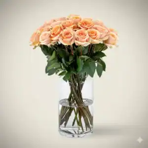 Peach rose stems